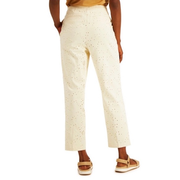 NWT 14P Alfani Antique White Dresses Eyelet Lined Ankle Trouser Pants - Picture 7 of 10